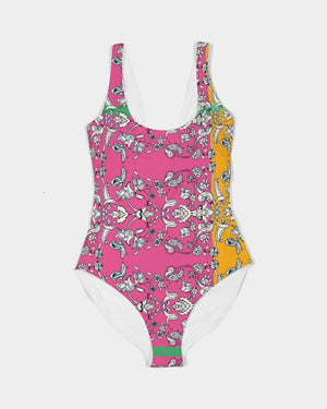 Open image in slideshow, MIRACULOUS FLOWERS -PINK Women&#39;s One-Piece Swimsuit
