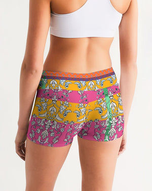 Open image in slideshow, MIRACULOUS FLOWERS -PINK || Women&#39;s Mid-Rise Yoga Shorts
