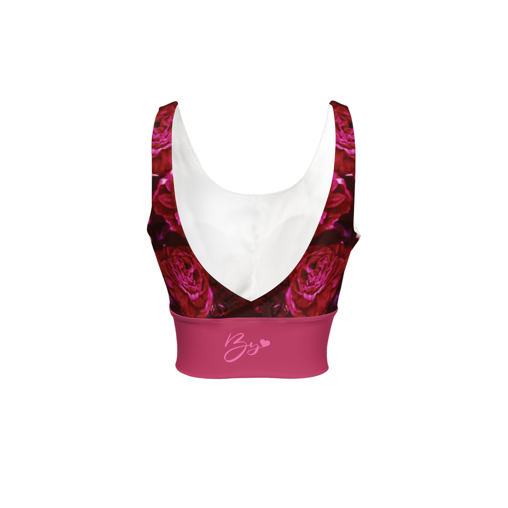 Red Roses — Women's Longline V-Shape-Back Sports Bra