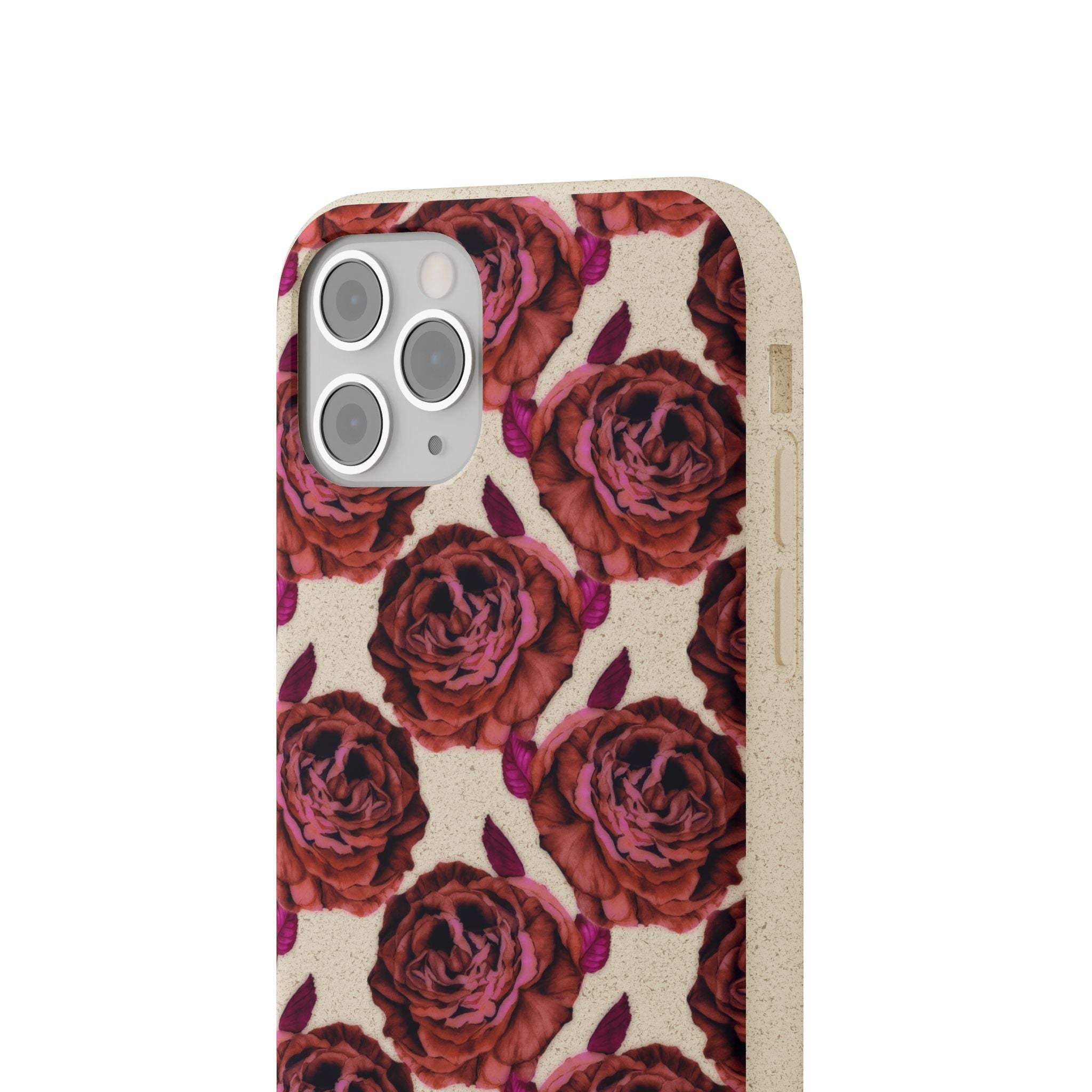 Biodegradable Phone Case — Vintage Rose Pattern Eco-Friendly iPhone Cover
