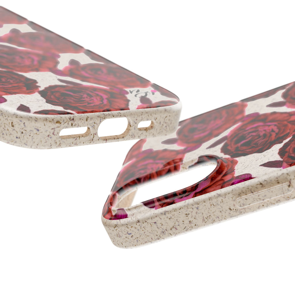 Biodegradable Phone Case — Vintage Rose Pattern Eco-Friendly iPhone Cover