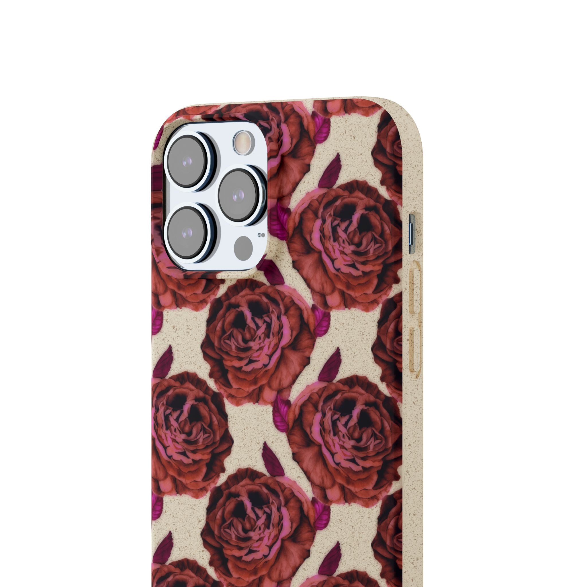 Biodegradable Phone Case — Vintage Rose Pattern Eco-Friendly iPhone Cover