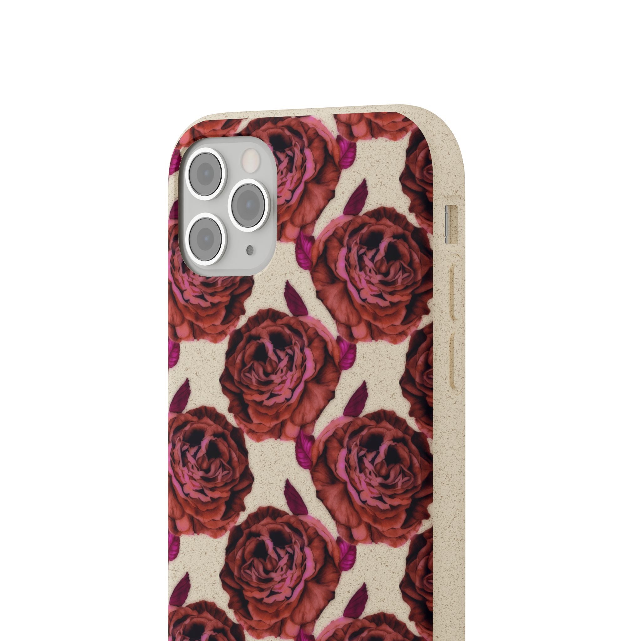 Biodegradable Phone Case — Vintage Rose Pattern Eco-Friendly iPhone Cover