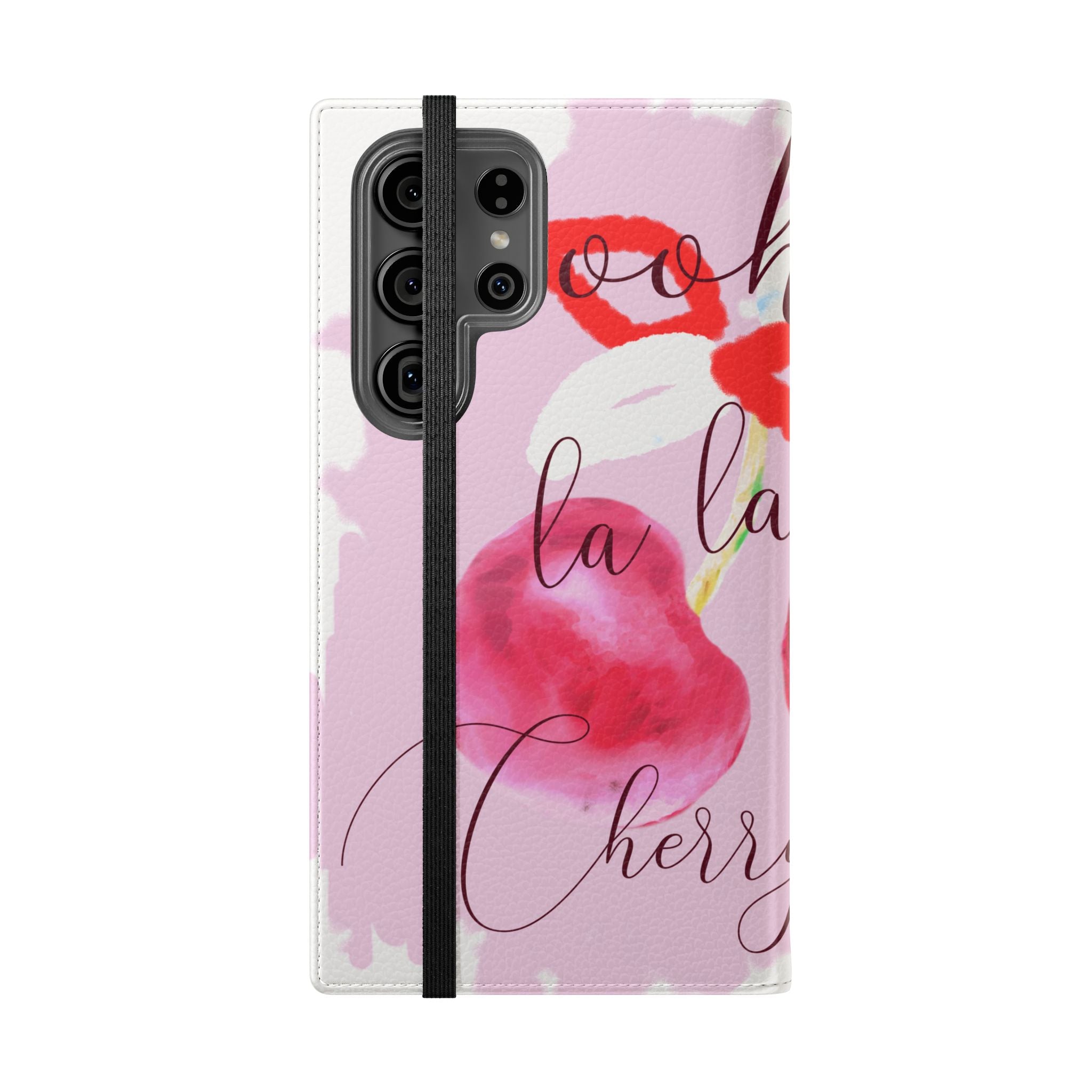 Cherry Cute Flip Phone Wallet Case — 'Ooh La La Cherry Cute' Watercolor Phone Flip Case, Cardholder Folio