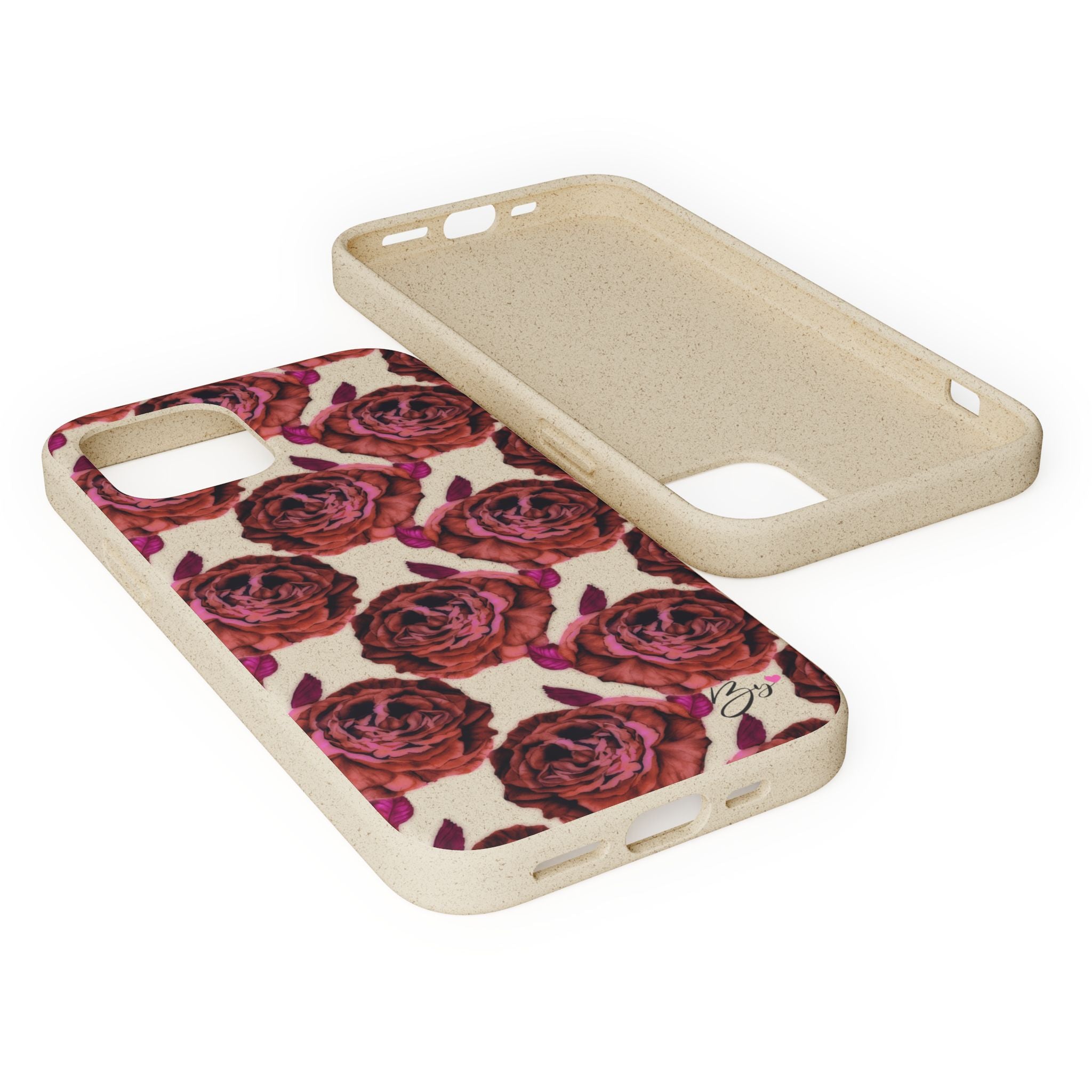 Biodegradable Phone Case — Vintage Rose Pattern Eco-Friendly iPhone Cover