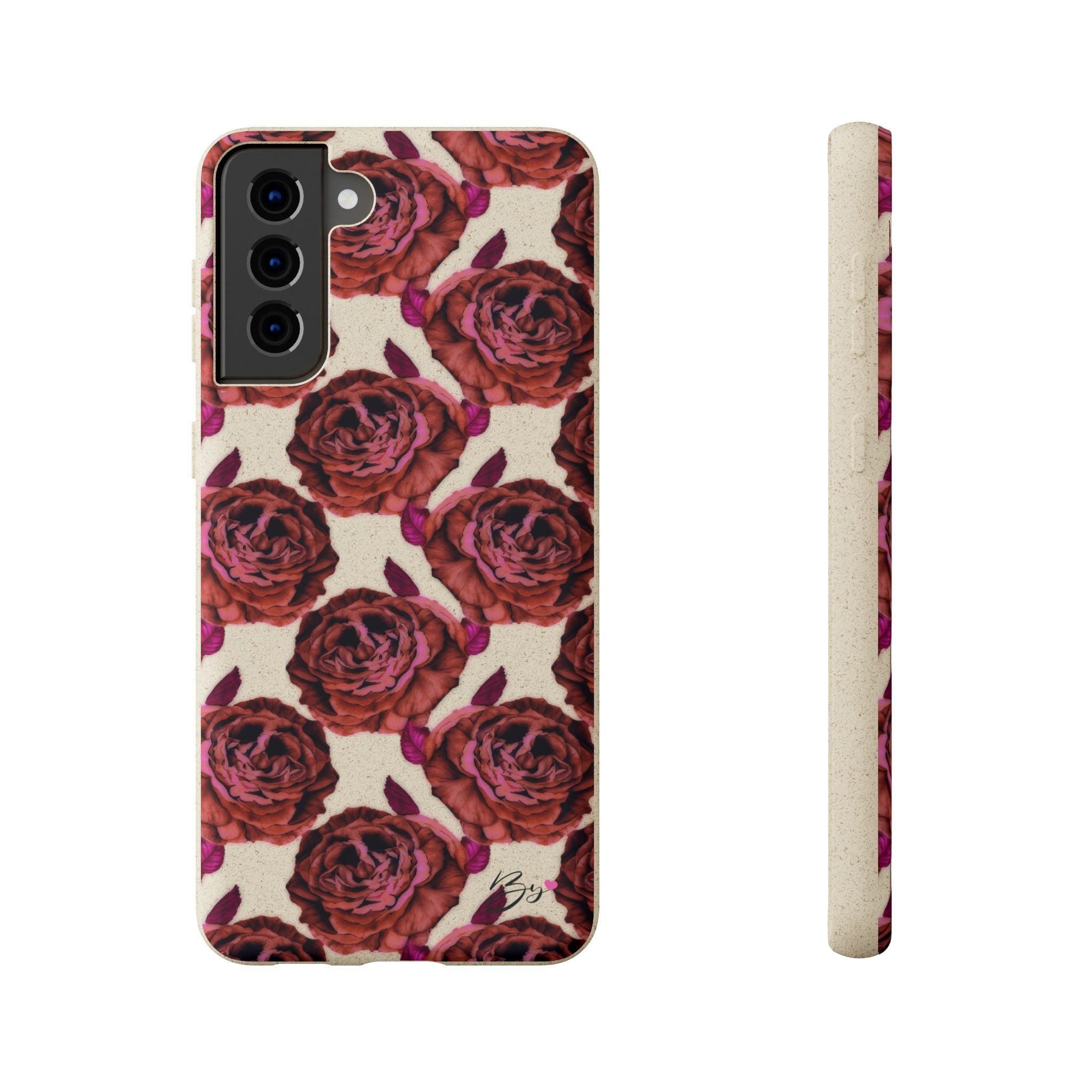 Biodegradable Phone Case — Vintage Rose Pattern Eco-Friendly iPhone Cover