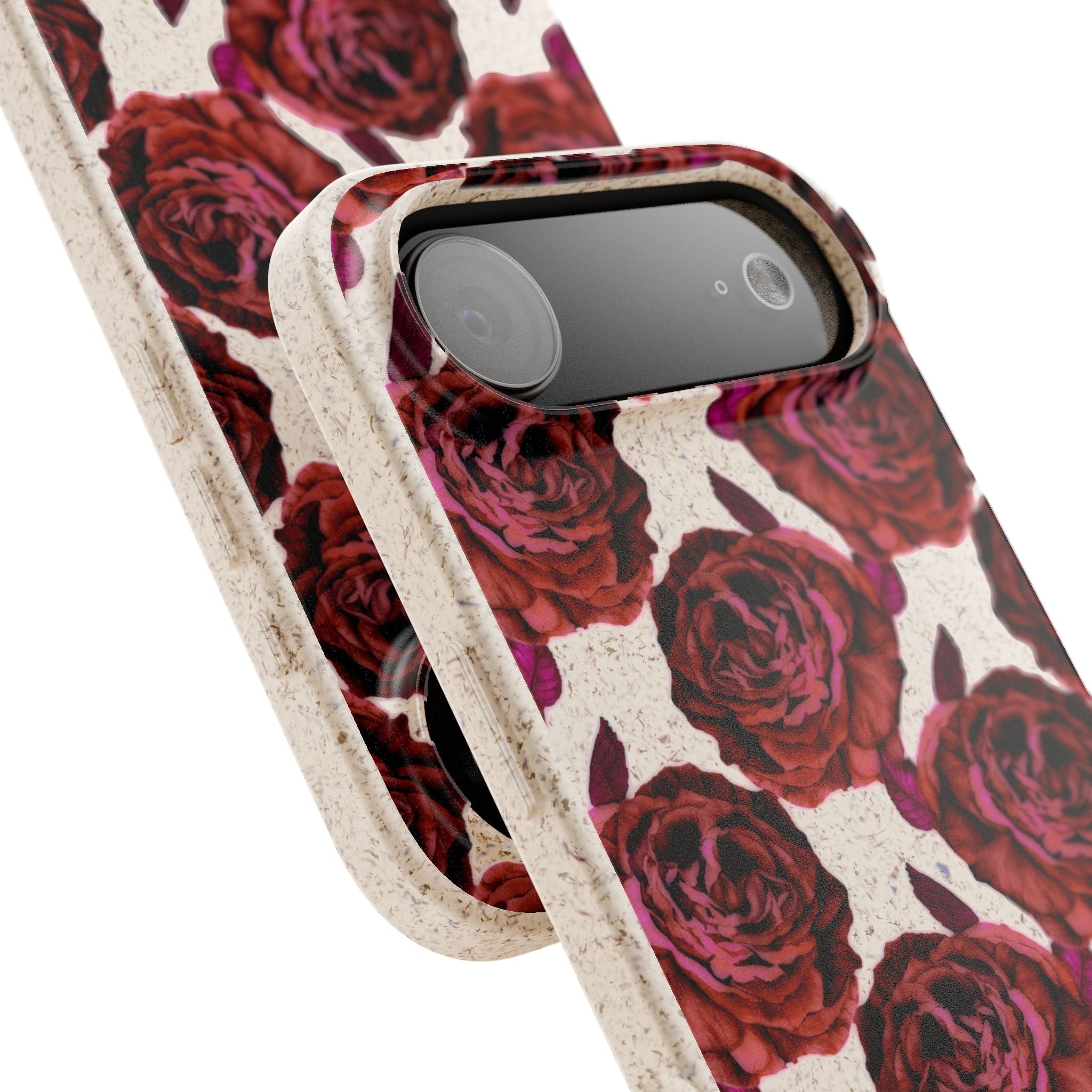 Biodegradable Phone Case — Vintage Rose Pattern Eco-Friendly iPhone Cover