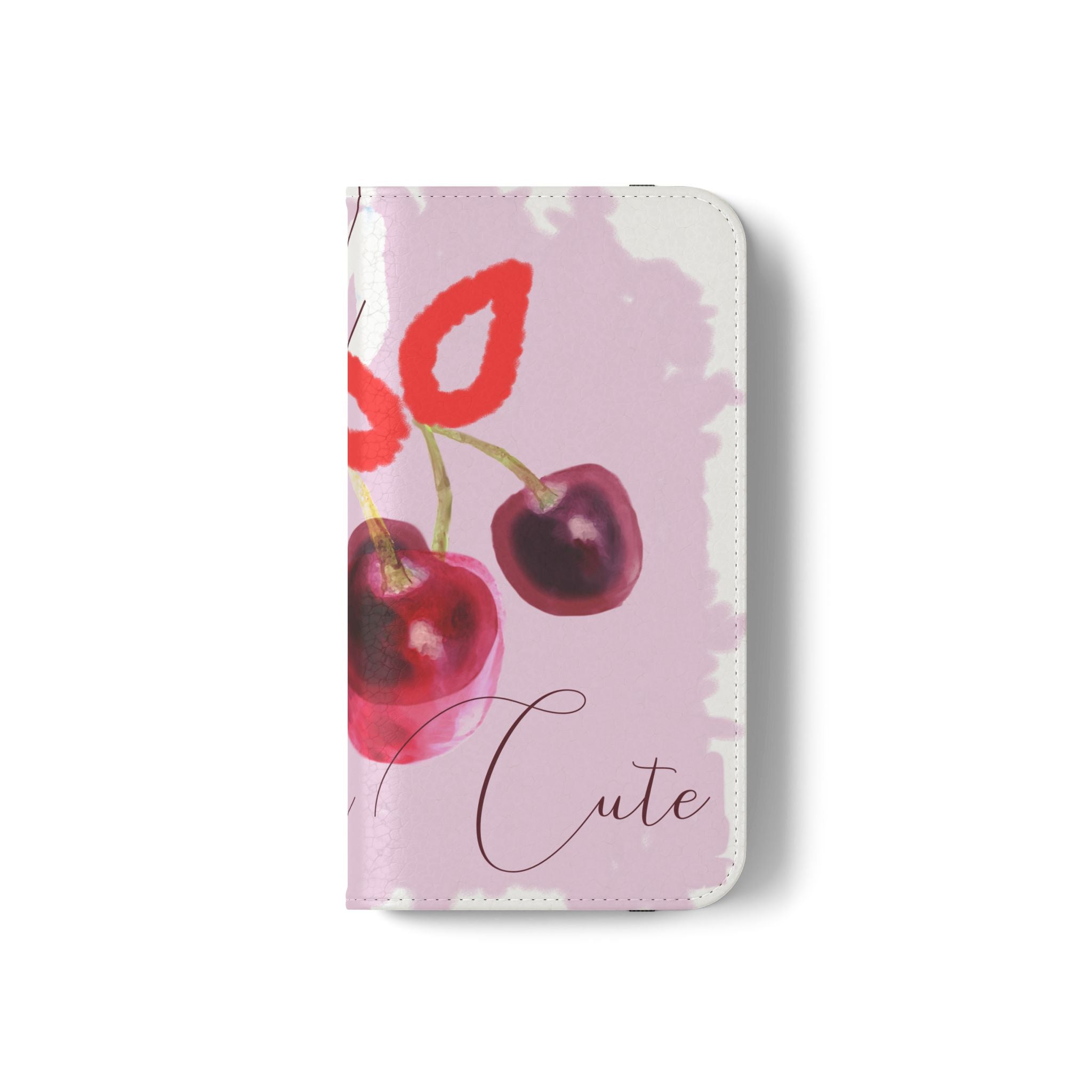 Cherry Cute Flip Phone Wallet Case — 'Ooh La La Cherry Cute' Watercolor Phone Flip Case, Cardholder Folio