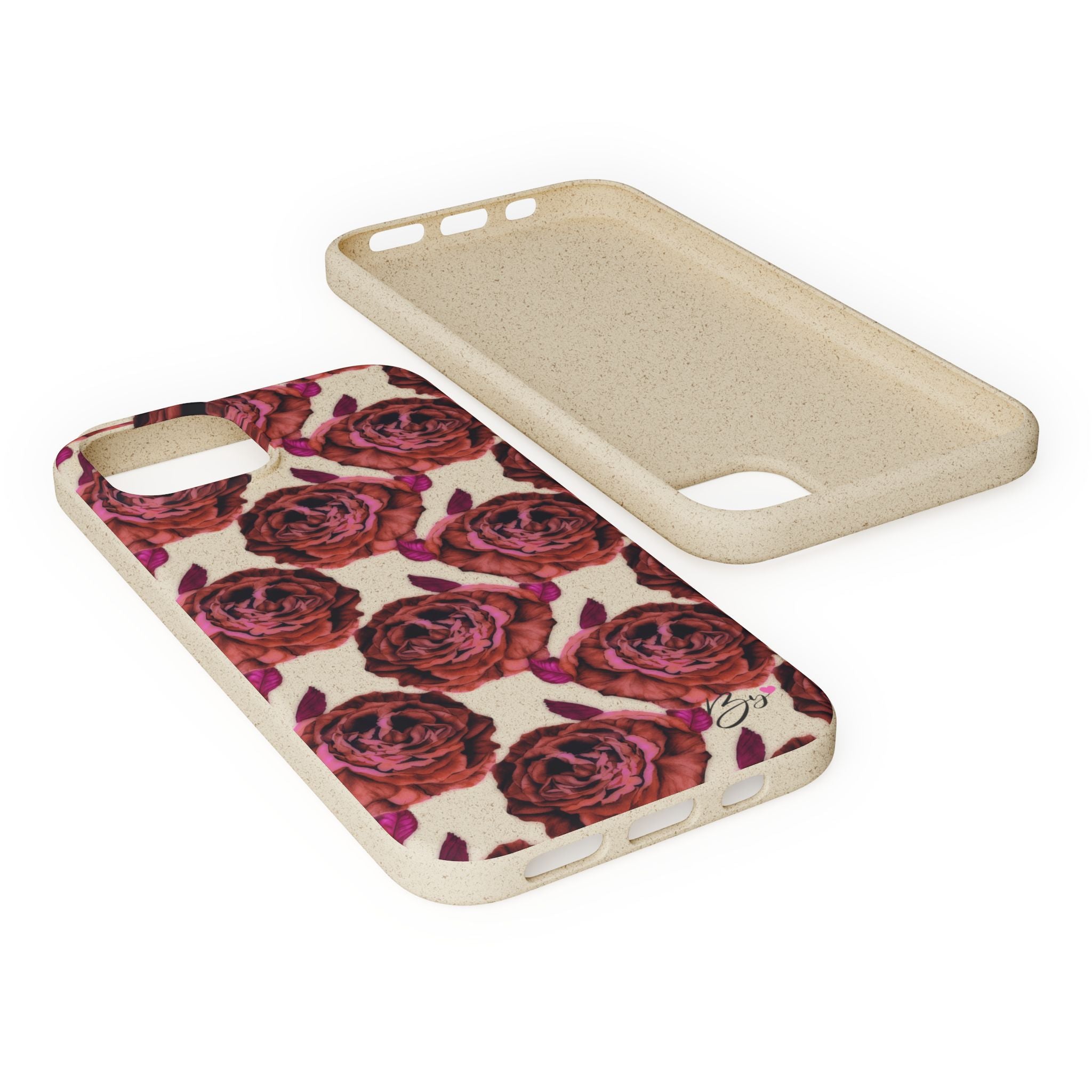 Biodegradable Phone Case — Vintage Rose Pattern Eco-Friendly iPhone Cover