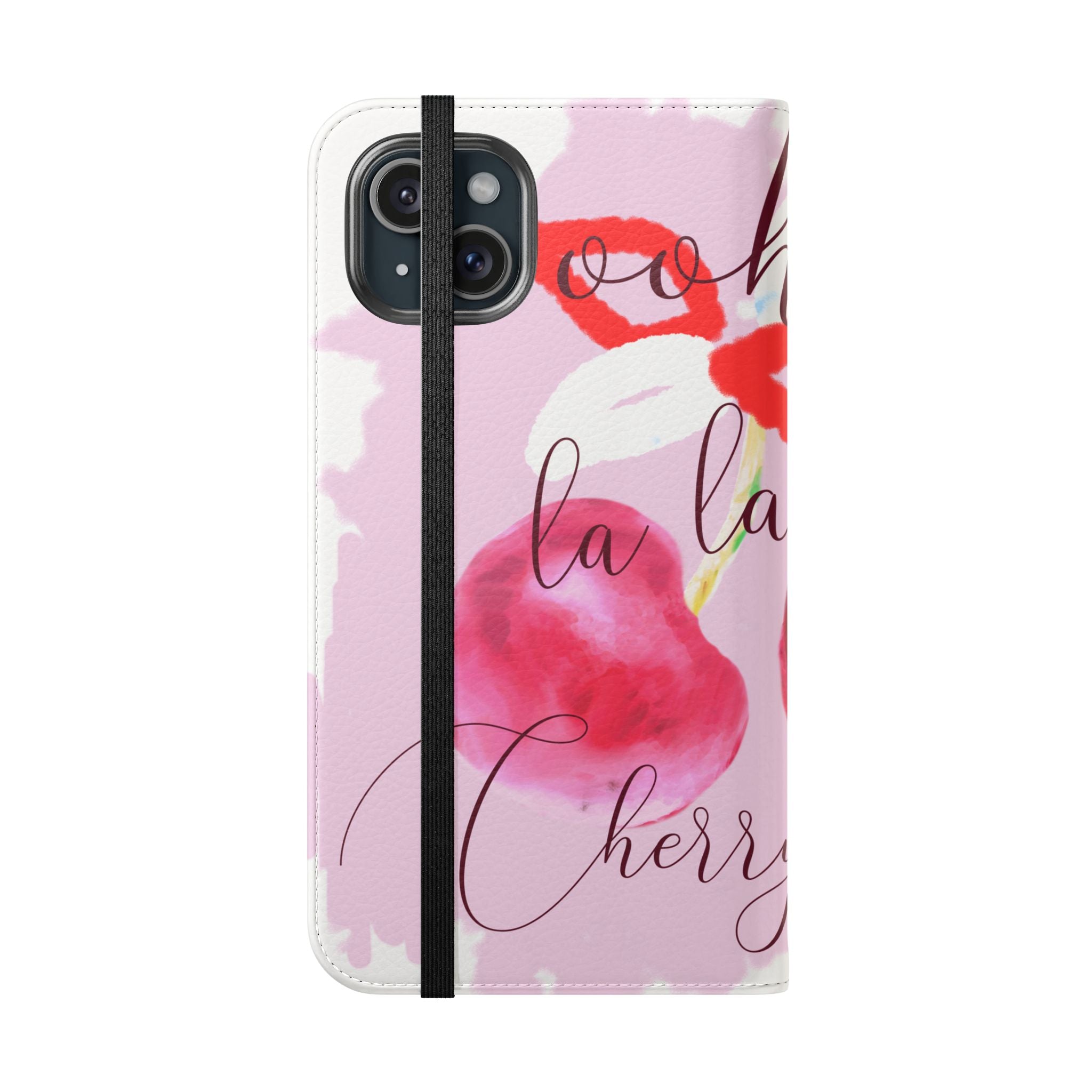 Cherry Cute Flip Phone Wallet Case — 'Ooh La La Cherry Cute' Watercolor Phone Flip Case, Cardholder Folio