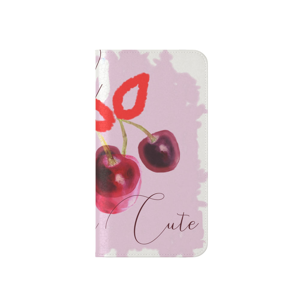 Cherry Cute Flip Phone Wallet Case — 'Ooh La La Cherry Cute' Watercolor Phone Flip Case, Cardholder Folio