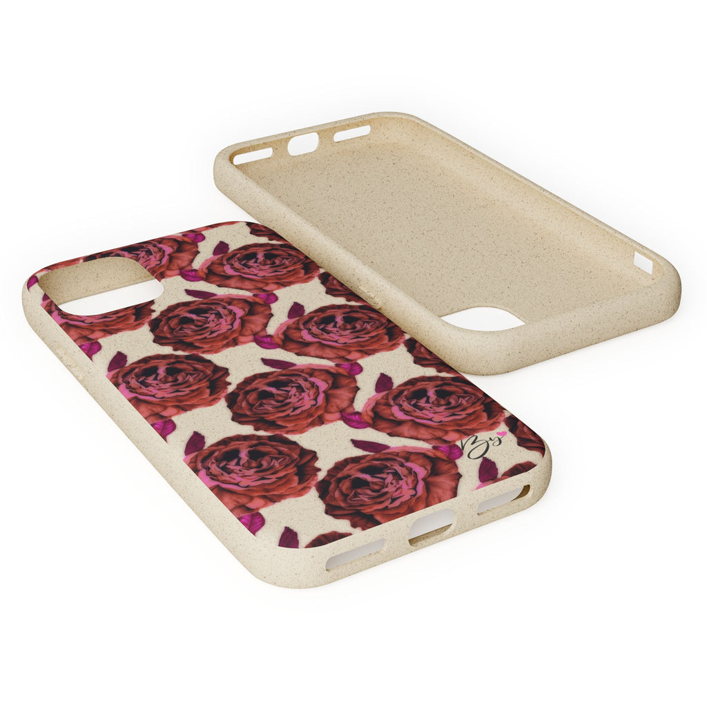 Biodegradable Phone Case — Vintage Rose Pattern Eco-Friendly iPhone Cover