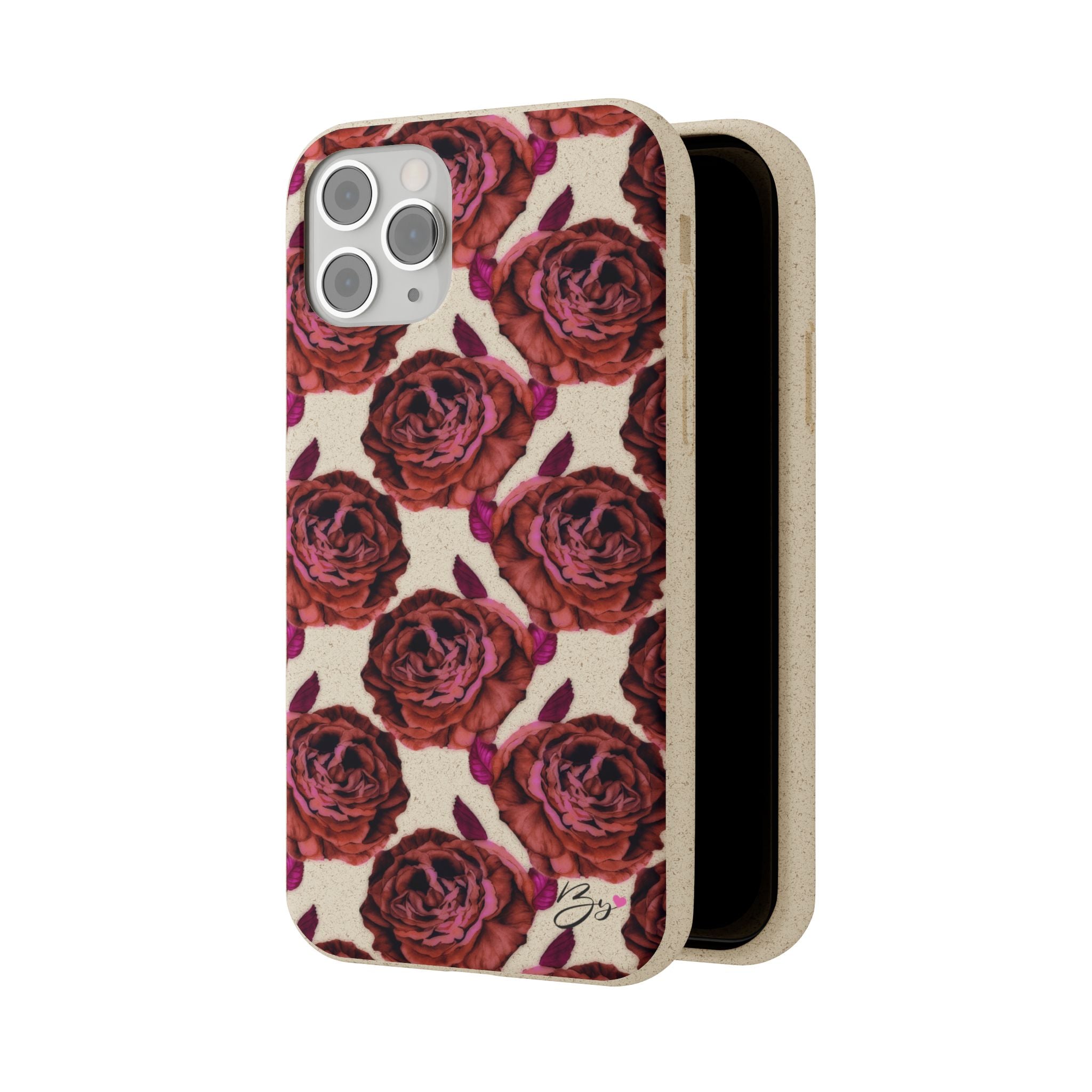 Biodegradable Phone Case — Vintage Rose Pattern Eco-Friendly iPhone Cover