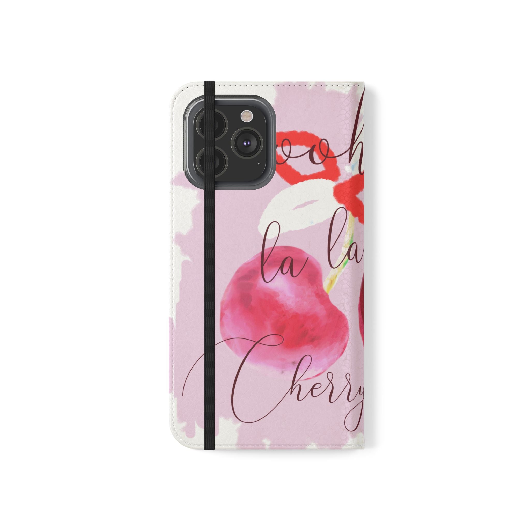 Cherry Cute Flip Phone Wallet Case — 'Ooh La La Cherry Cute' Watercolor Phone Flip Case, Cardholder Folio