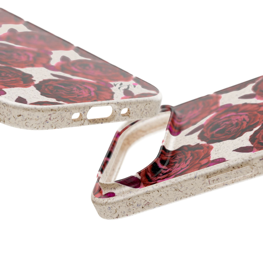 Biodegradable Phone Case — Vintage Rose Pattern Eco-Friendly iPhone Cover