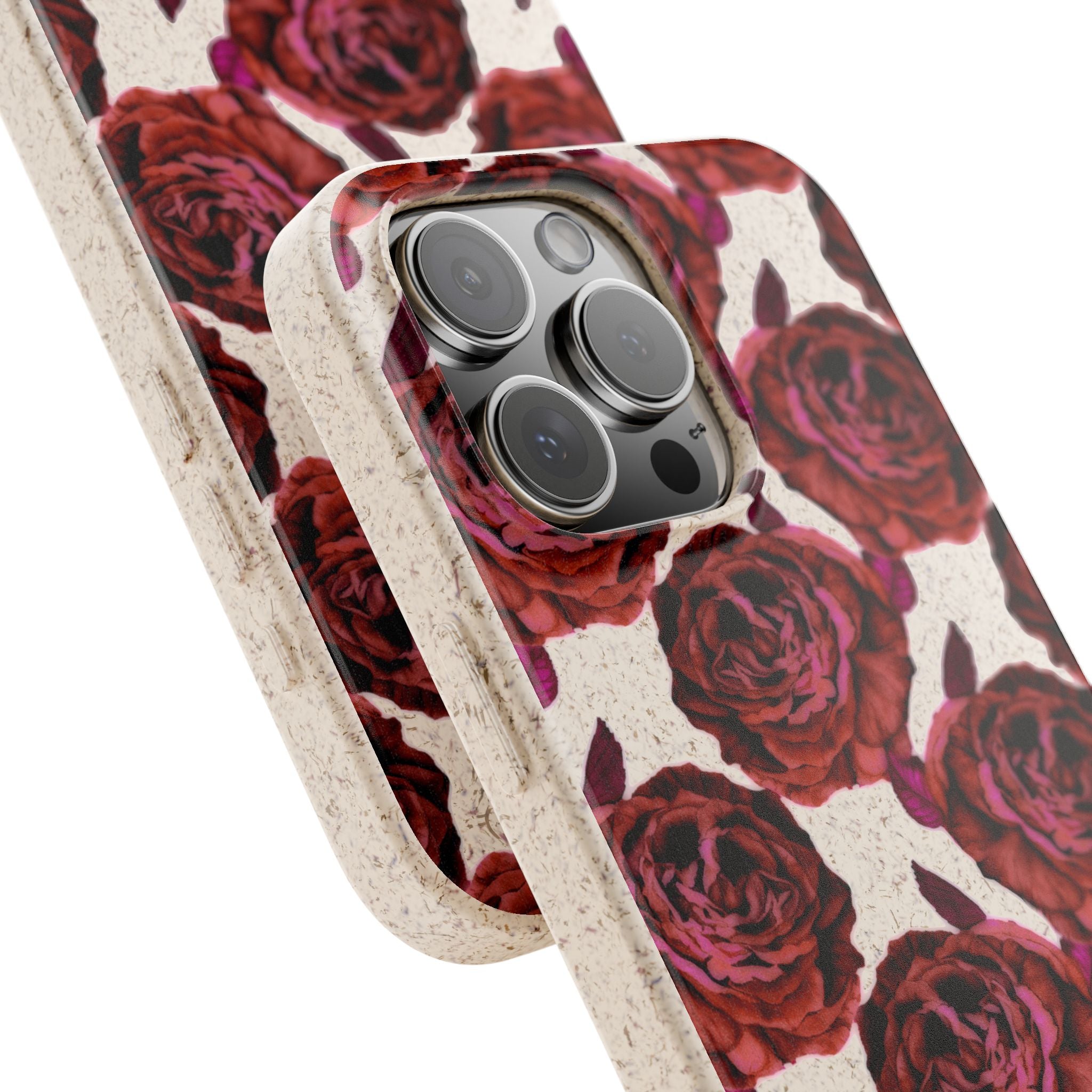Biodegradable Phone Case — Vintage Rose Pattern Eco-Friendly iPhone Cover