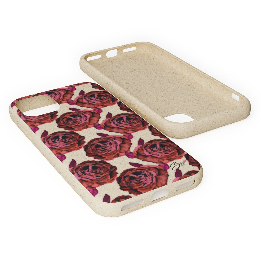 Biodegradable Phone Case — Vintage Rose Pattern Eco-Friendly iPhone Cover