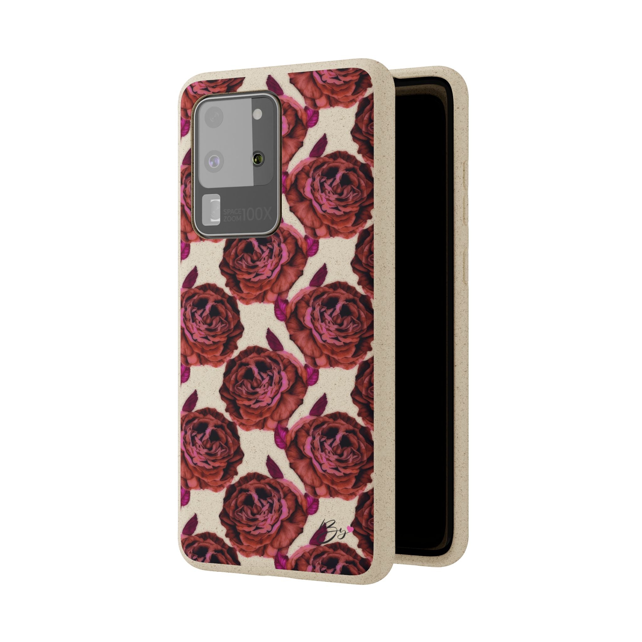 Biodegradable Phone Case — Vintage Rose Pattern Eco-Friendly iPhone Cover