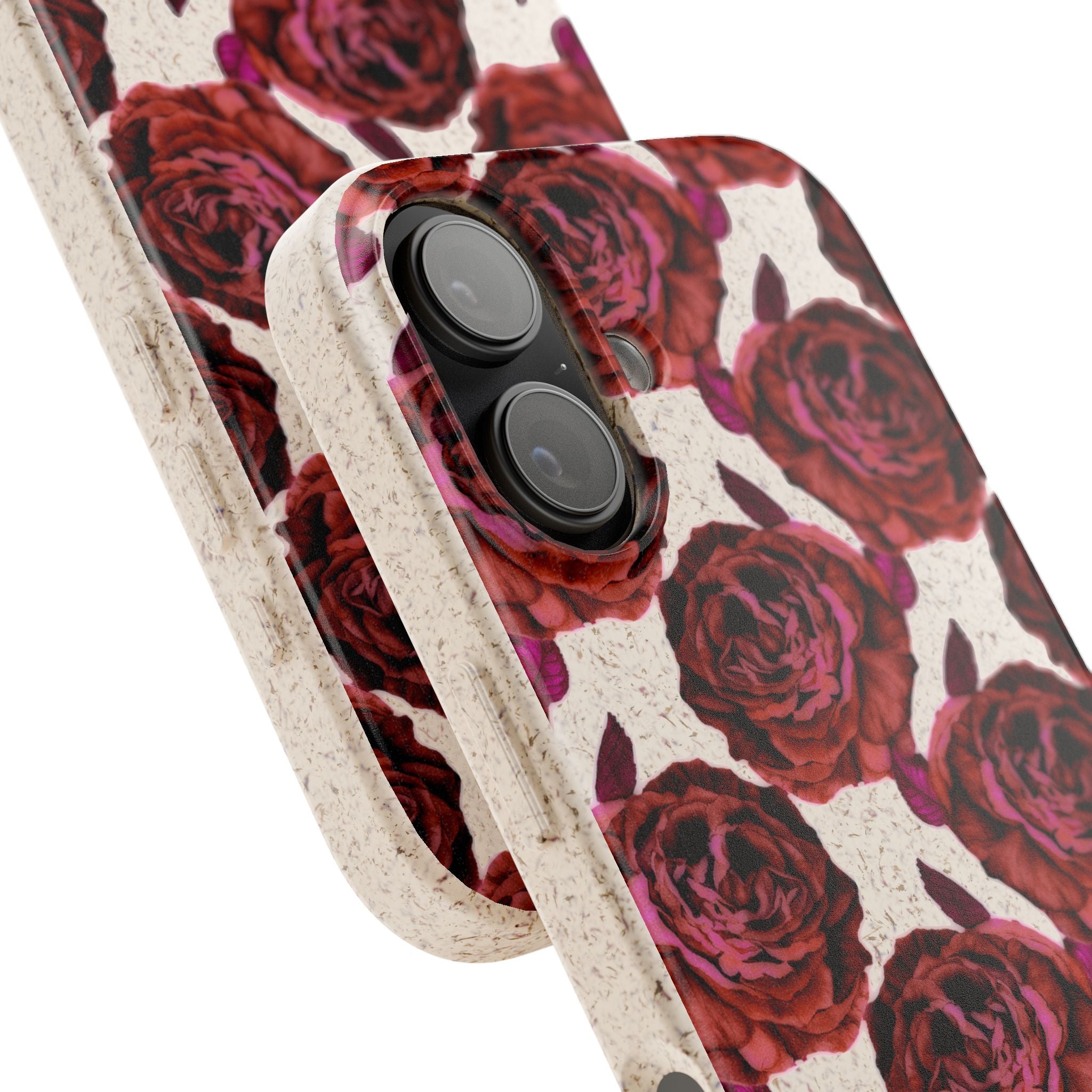 Biodegradable Phone Case — Vintage Rose Pattern Eco-Friendly iPhone Cover