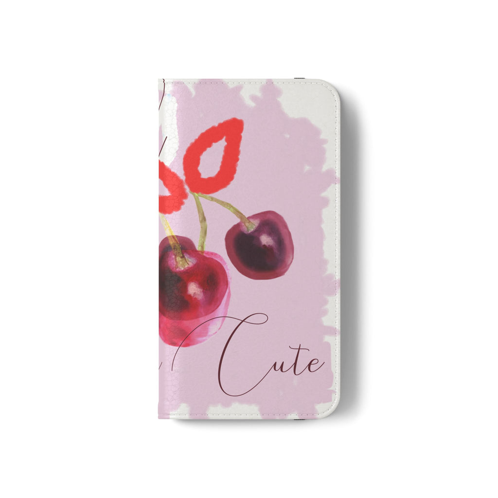 Cherry Cute Flip Phone Wallet Case — 'Ooh La La Cherry Cute' Watercolor Phone Flip Case, Cardholder Folio