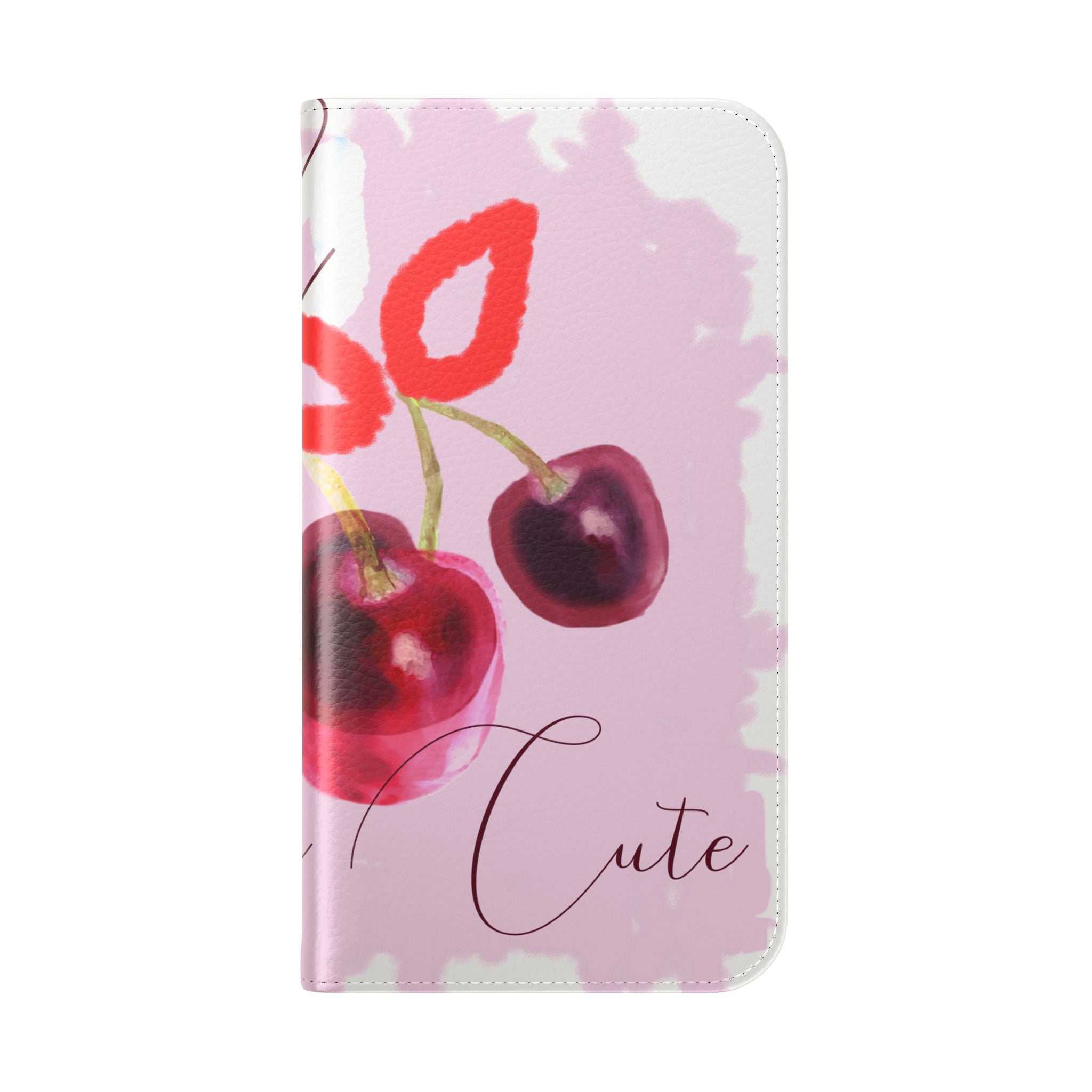 Cherry Cute Flip Phone Wallet Case — 'Ooh La La Cherry Cute' Watercolor Phone Flip Case, Cardholder Folio