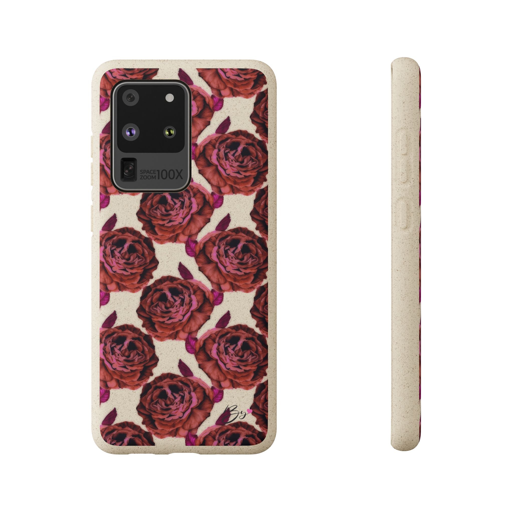 Biodegradable Phone Case — Vintage Rose Pattern Eco-Friendly iPhone Cover