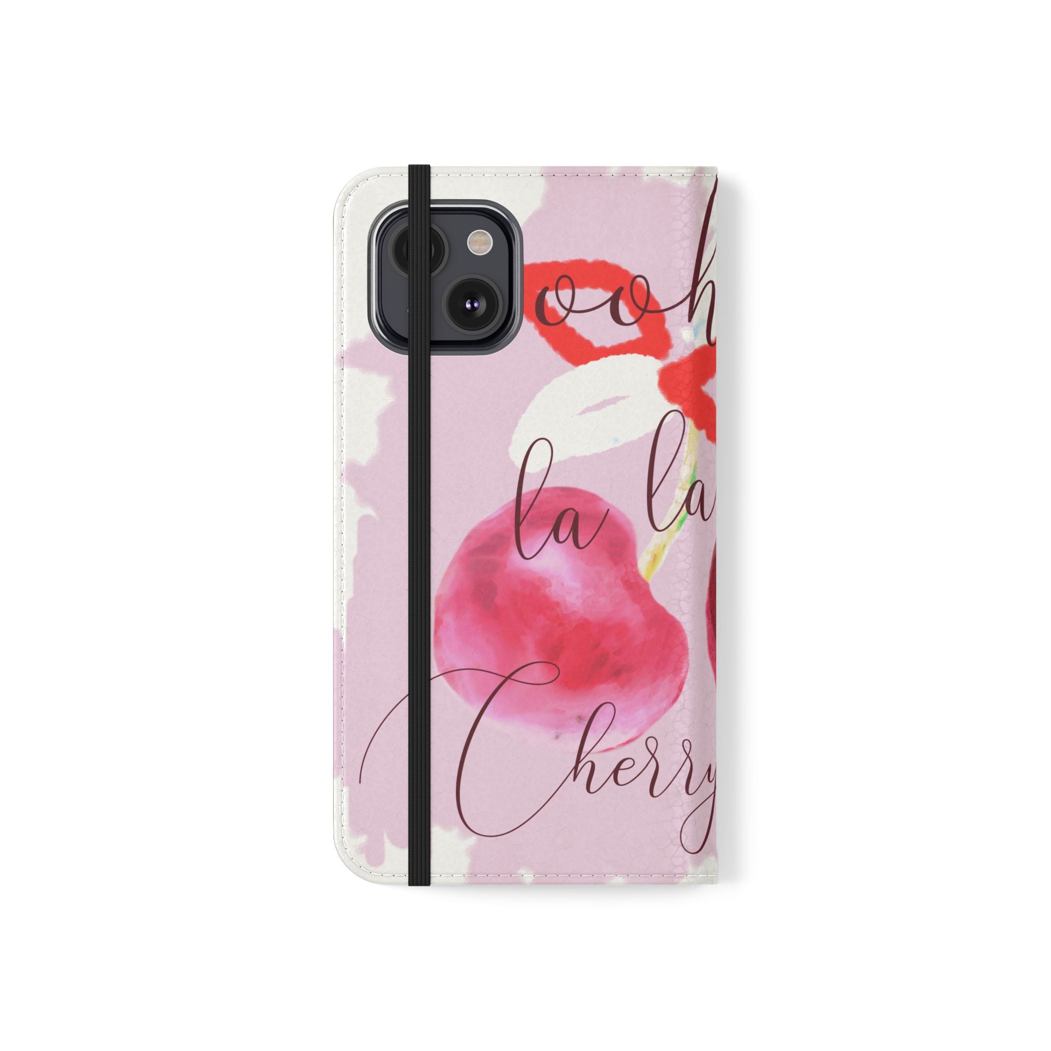 Cherry Cute Flip Phone Wallet Case — 'Ooh La La Cherry Cute' Watercolor Phone Flip Case, Cardholder Folio