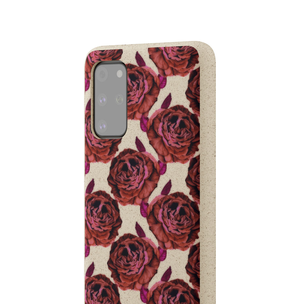 Biodegradable Phone Case — Vintage Rose Pattern Eco-Friendly iPhone Cover
