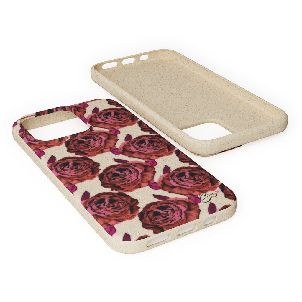 Biodegradable Phone Case — Vintage Rose Pattern Eco-Friendly iPhone Cover