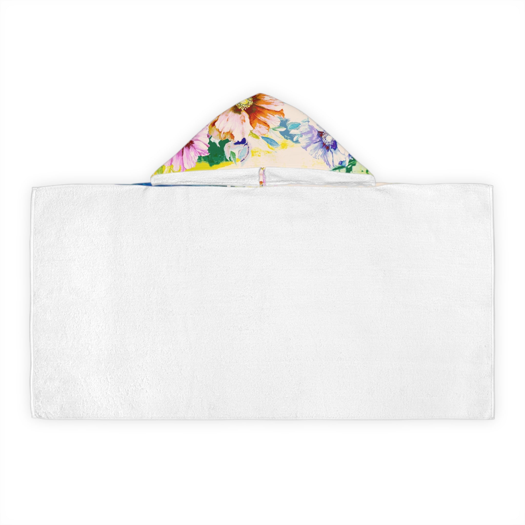 Youth Hooded Towel — Floral Watercolor Swim Cover for Kids