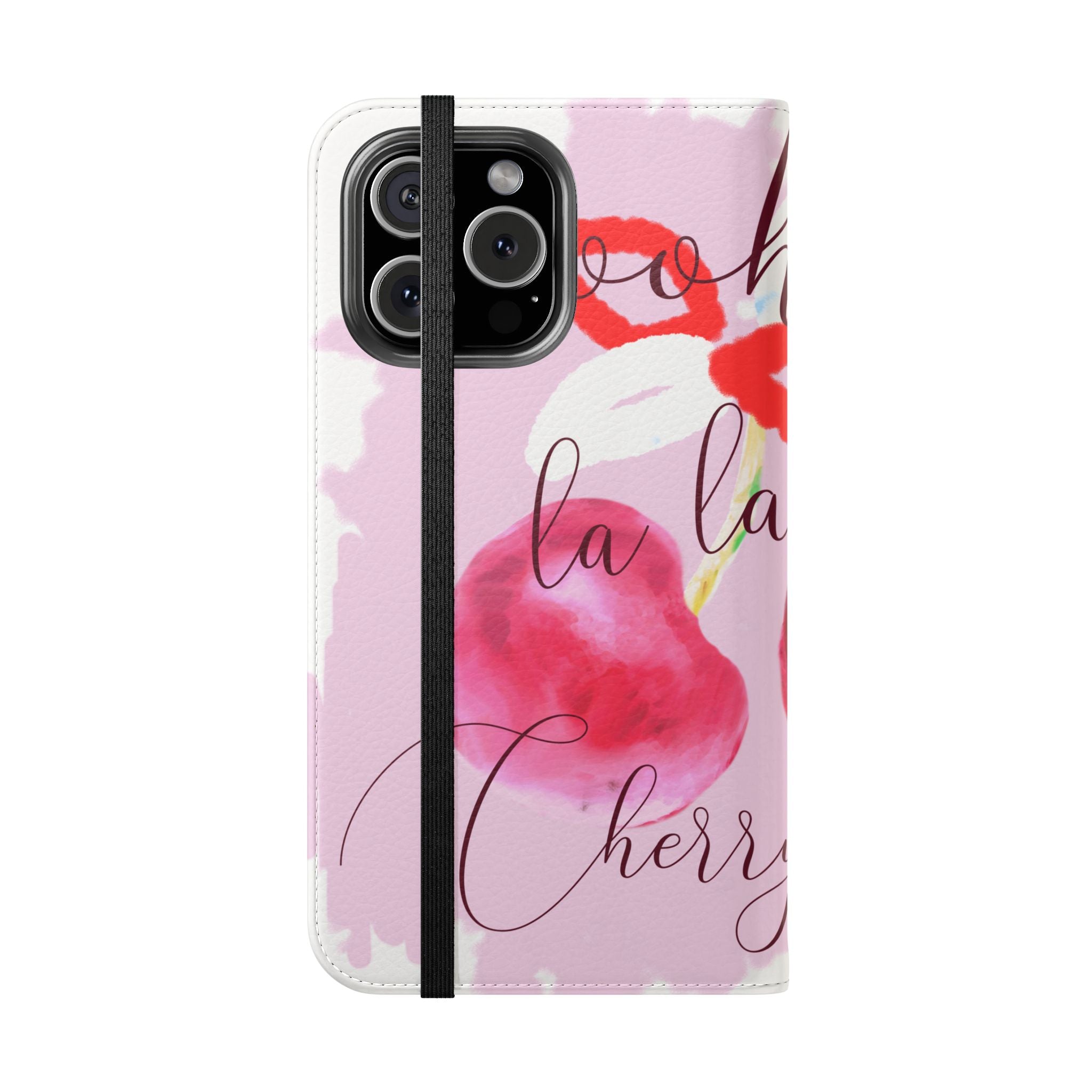 Cherry Cute Flip Phone Wallet Case — 'Ooh La La Cherry Cute' Watercolor Phone Flip Case, Cardholder Folio