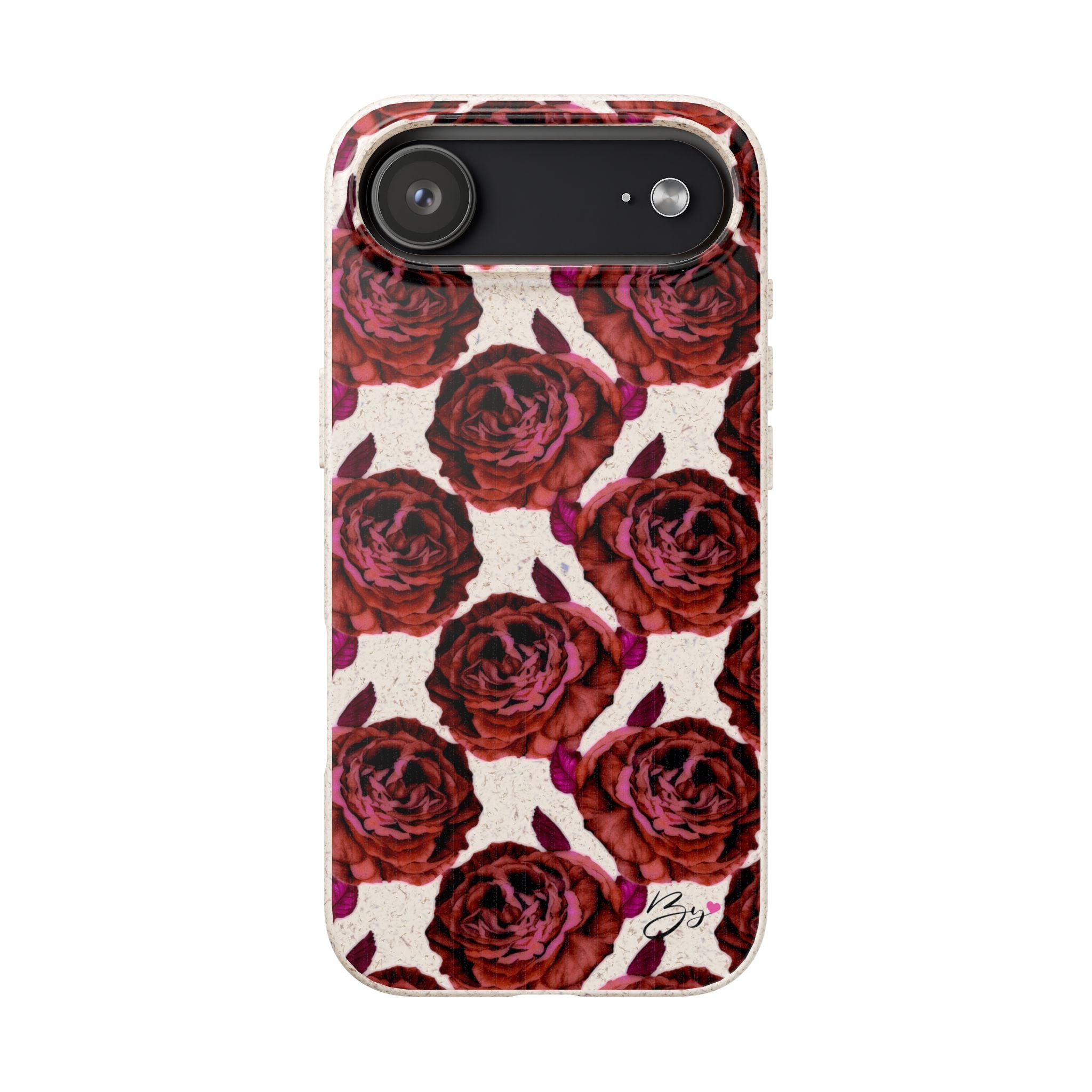 Biodegradable Phone Case — Vintage Rose Pattern Eco-Friendly iPhone Cover