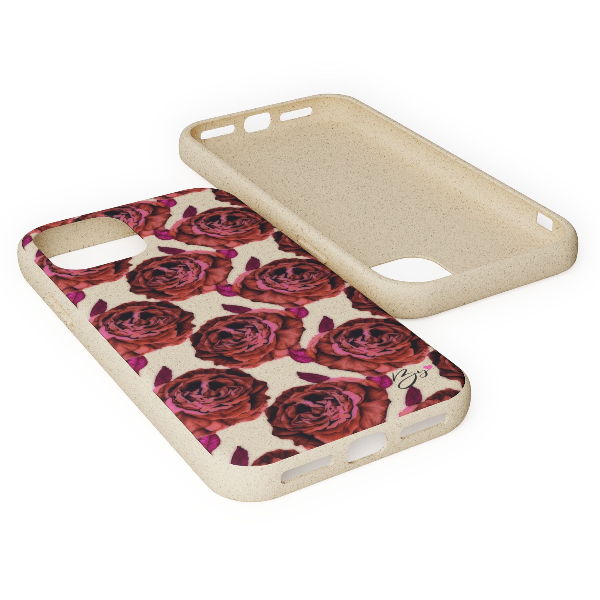Biodegradable Phone Case — Vintage Rose Pattern Eco-Friendly iPhone Cover