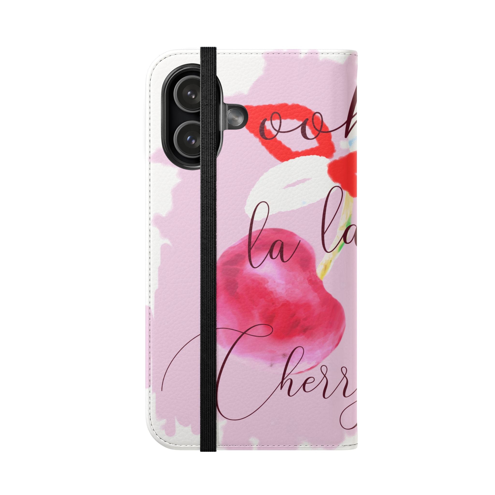 Cherry Cute Flip Phone Wallet Case — 'Ooh La La Cherry Cute' Watercolor Phone Flip Case, Cardholder Folio
