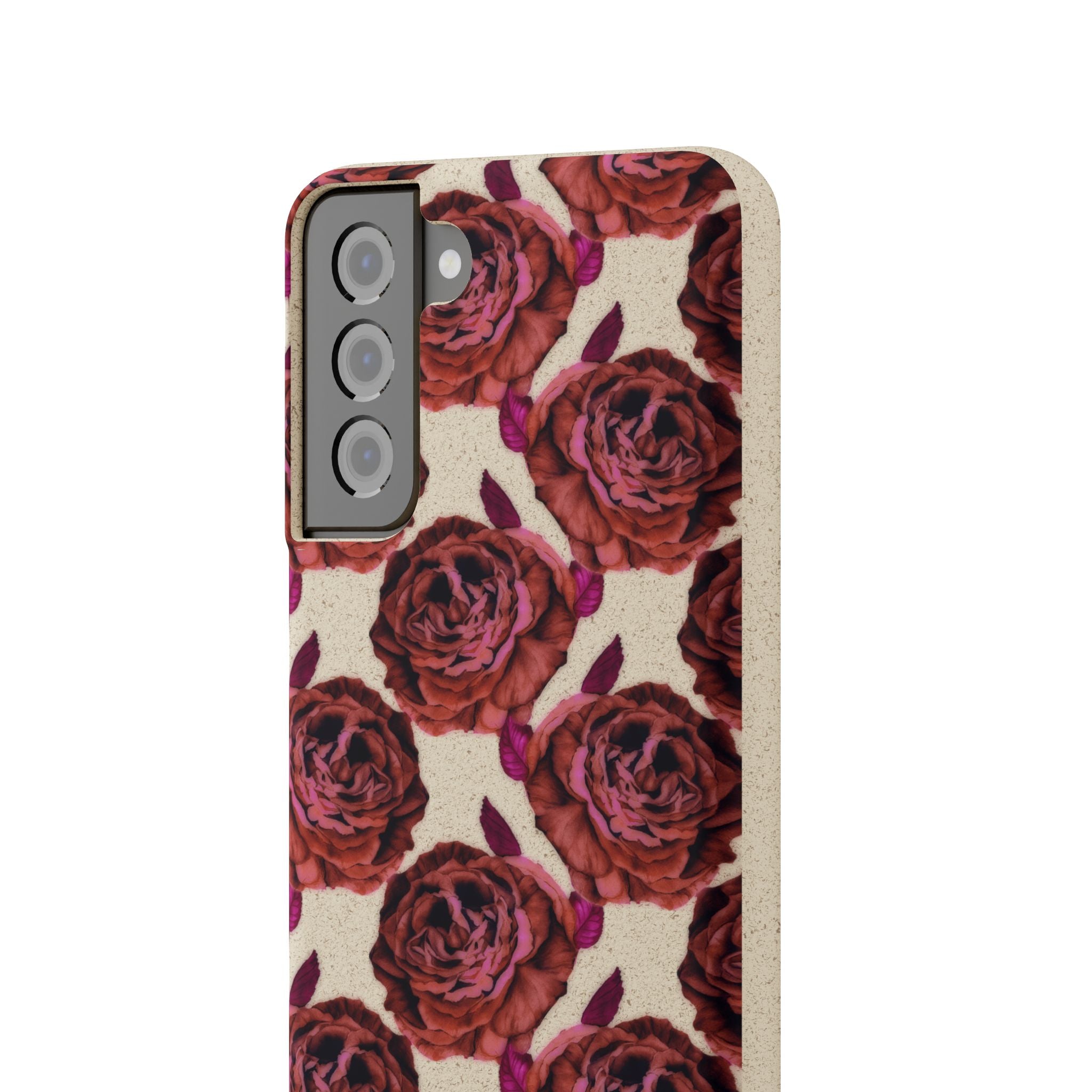Biodegradable Phone Case — Vintage Rose Pattern Eco-Friendly iPhone Cover