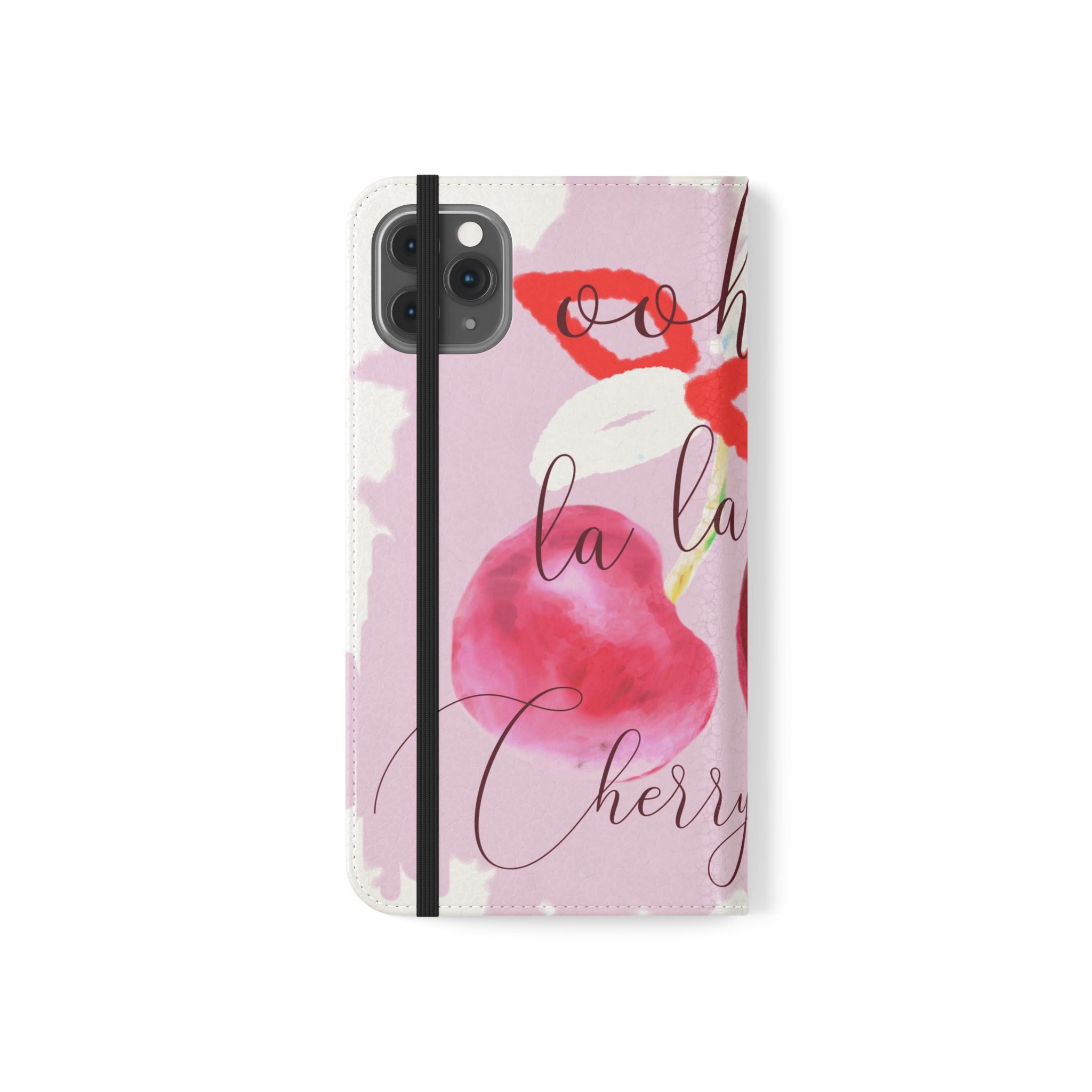 Cherry Cute Flip Phone Wallet Case — 'Ooh La La Cherry Cute' Watercolor Phone Flip Case, Cardholder Folio