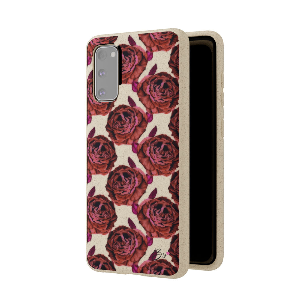 Biodegradable Phone Case — Vintage Rose Pattern Eco-Friendly iPhone Cover