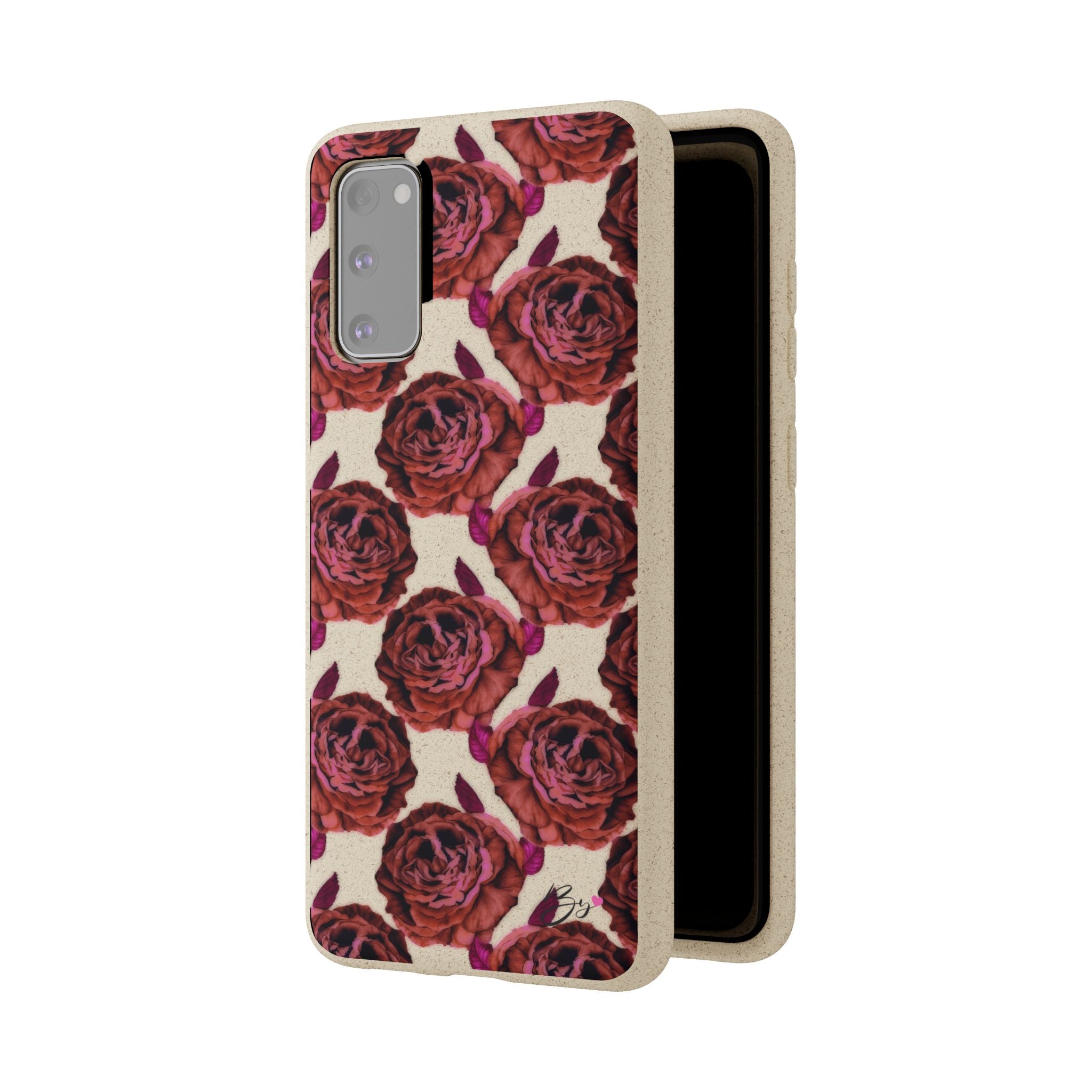 Biodegradable Phone Case — Vintage Rose Pattern Eco-Friendly iPhone Cover