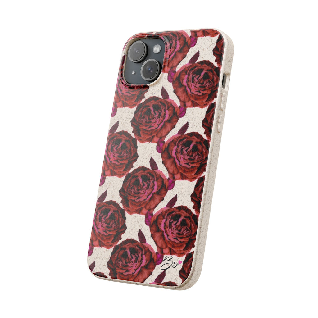 Biodegradable Phone Case — Vintage Rose Pattern Eco-Friendly iPhone Cover