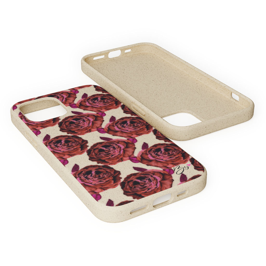 Biodegradable Phone Case — Vintage Rose Pattern Eco-Friendly iPhone Cover