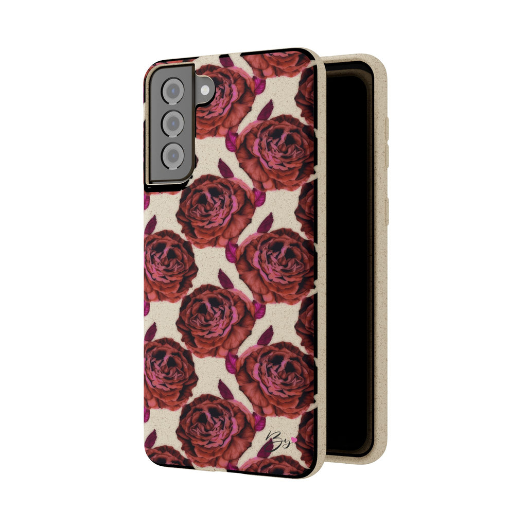 Biodegradable Phone Case — Vintage Rose Pattern Eco-Friendly iPhone Cover