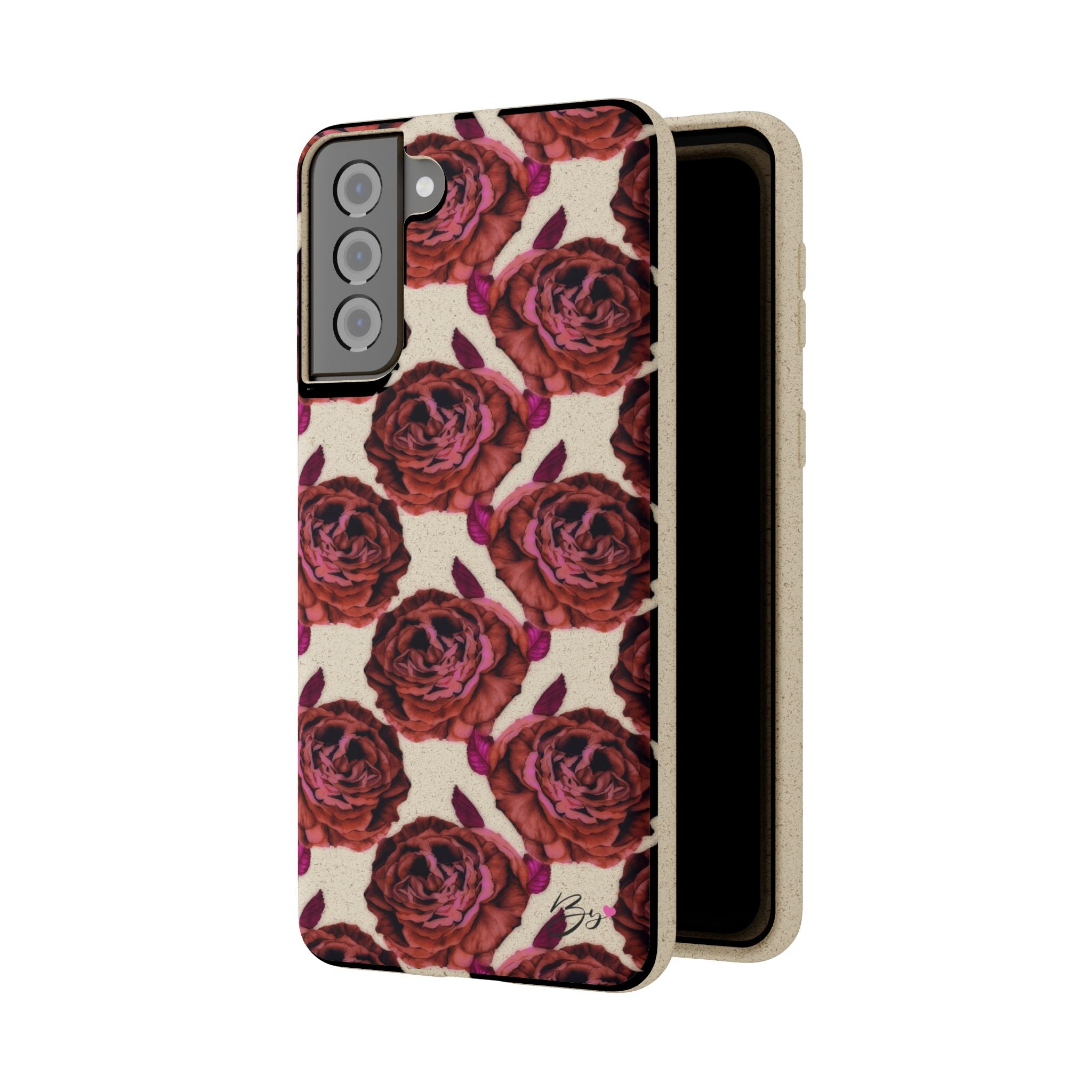 Biodegradable Phone Case — Vintage Rose Pattern Eco-Friendly iPhone Cover