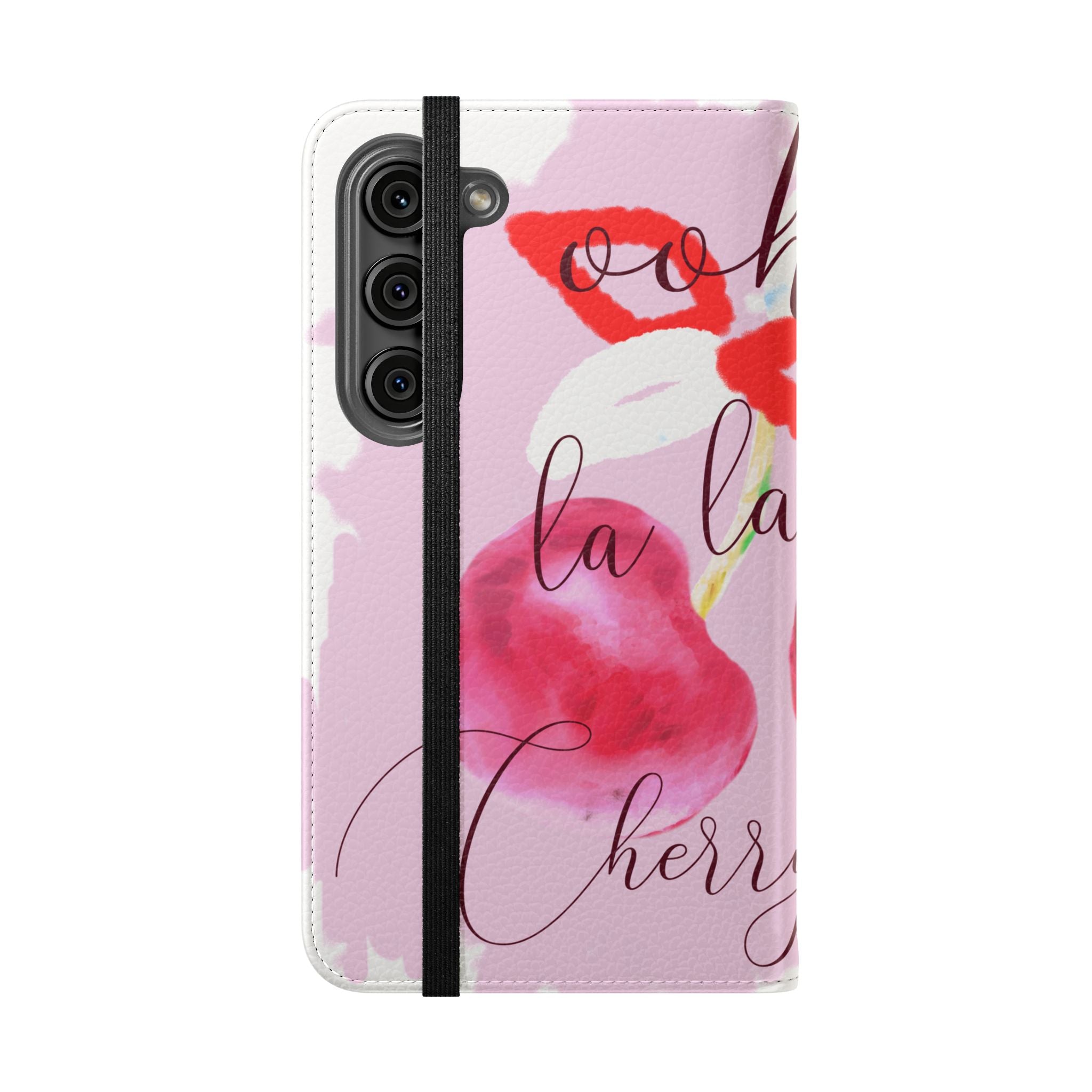 Cherry Cute Flip Phone Wallet Case — 'Ooh La La Cherry Cute' Watercolor Phone Flip Case, Cardholder Folio