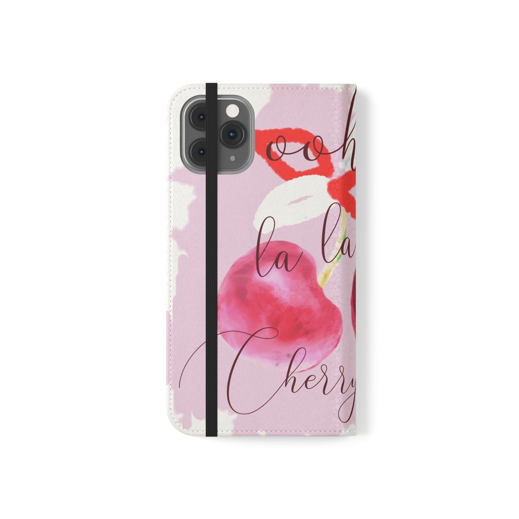 Cherry Cute Flip Phone Wallet Case — 'Ooh La La Cherry Cute' Watercolor Phone Flip Case, Cardholder Folio