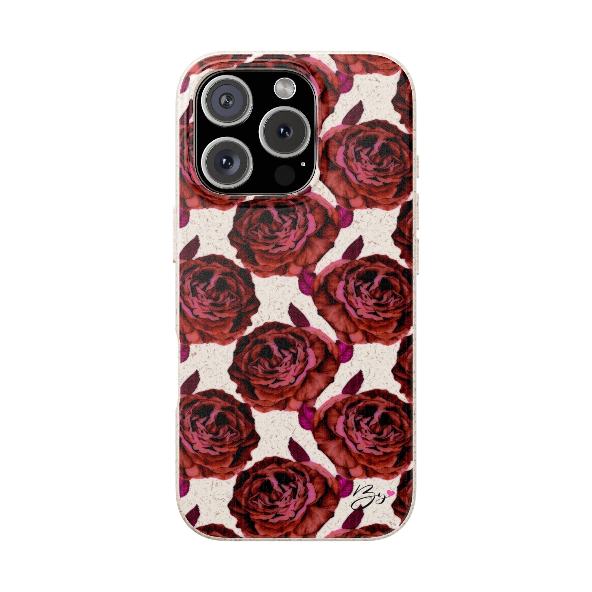 Biodegradable Phone Case — Vintage Rose Pattern Eco-Friendly iPhone Cover