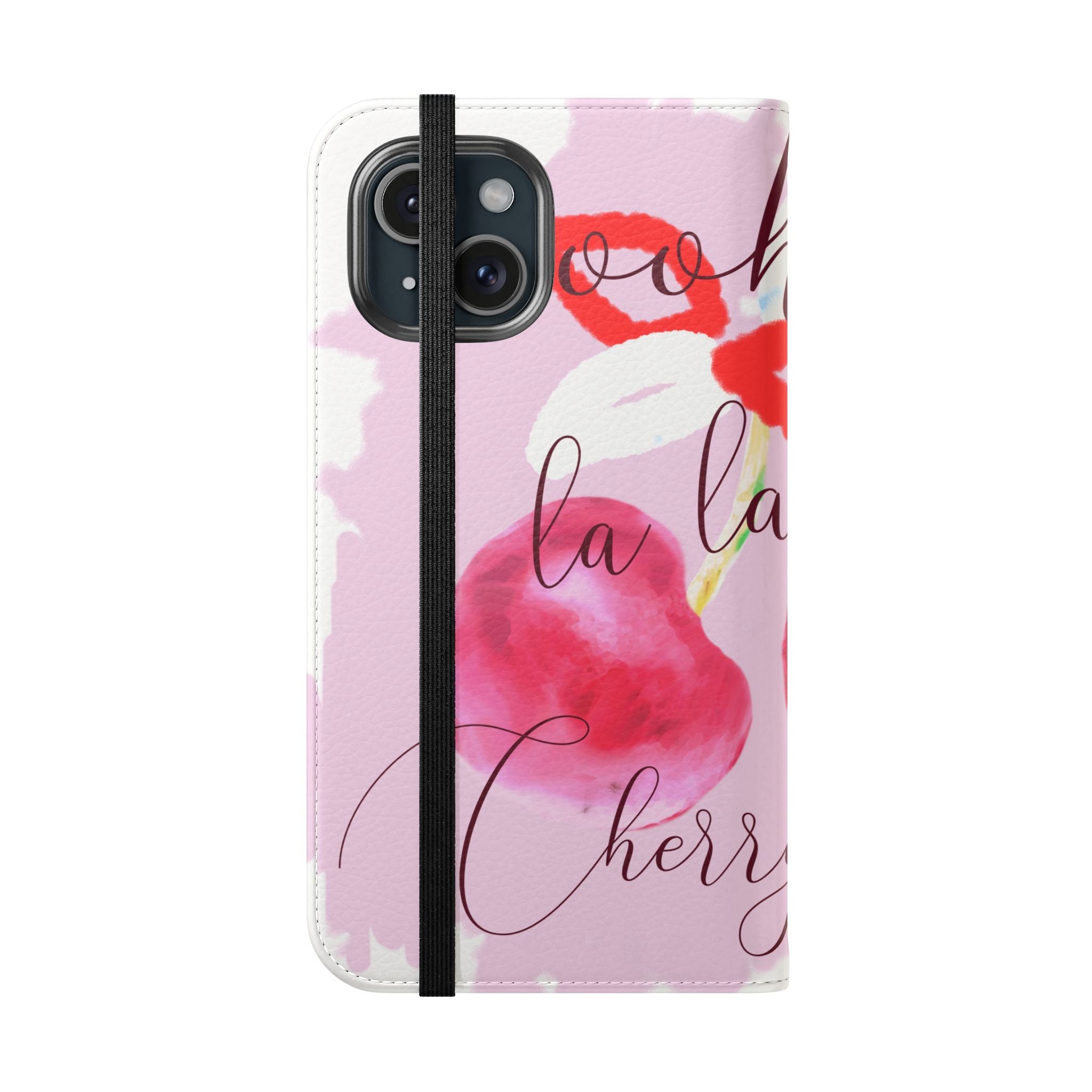 Cherry Cute Flip Phone Wallet Case — 'Ooh La La Cherry Cute' Watercolor Phone Flip Case, Cardholder Folio