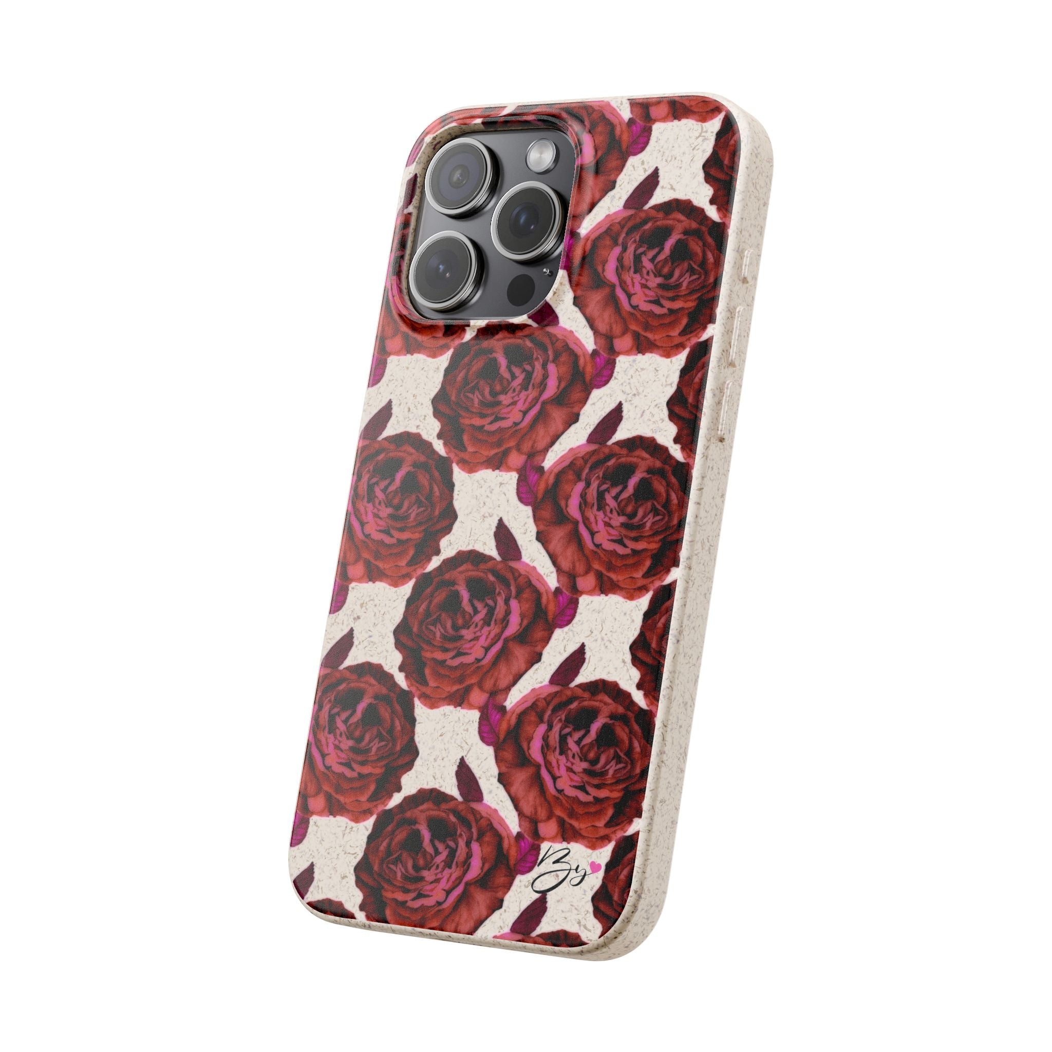 Biodegradable Phone Case — Vintage Rose Pattern Eco-Friendly iPhone Cover