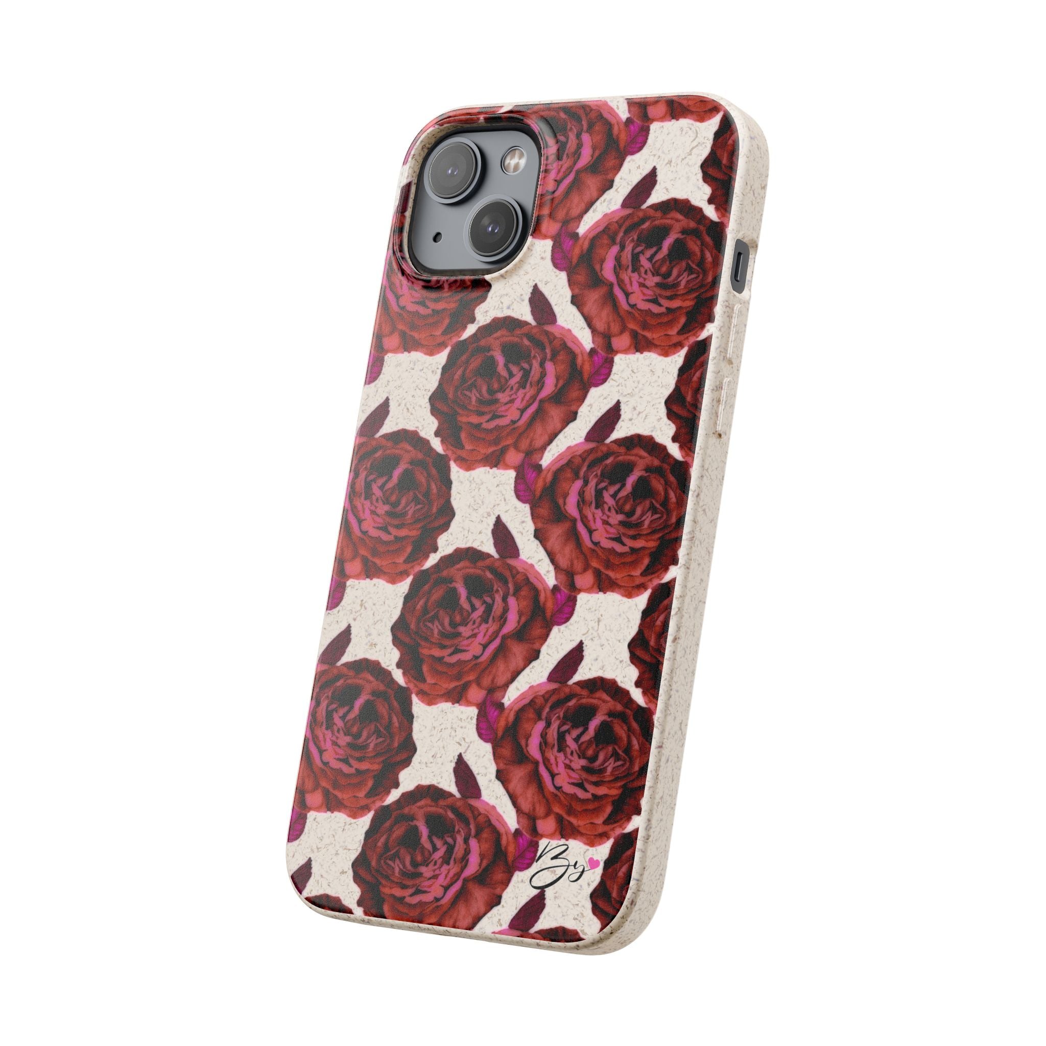 Biodegradable Phone Case — Vintage Rose Pattern Eco-Friendly iPhone Cover