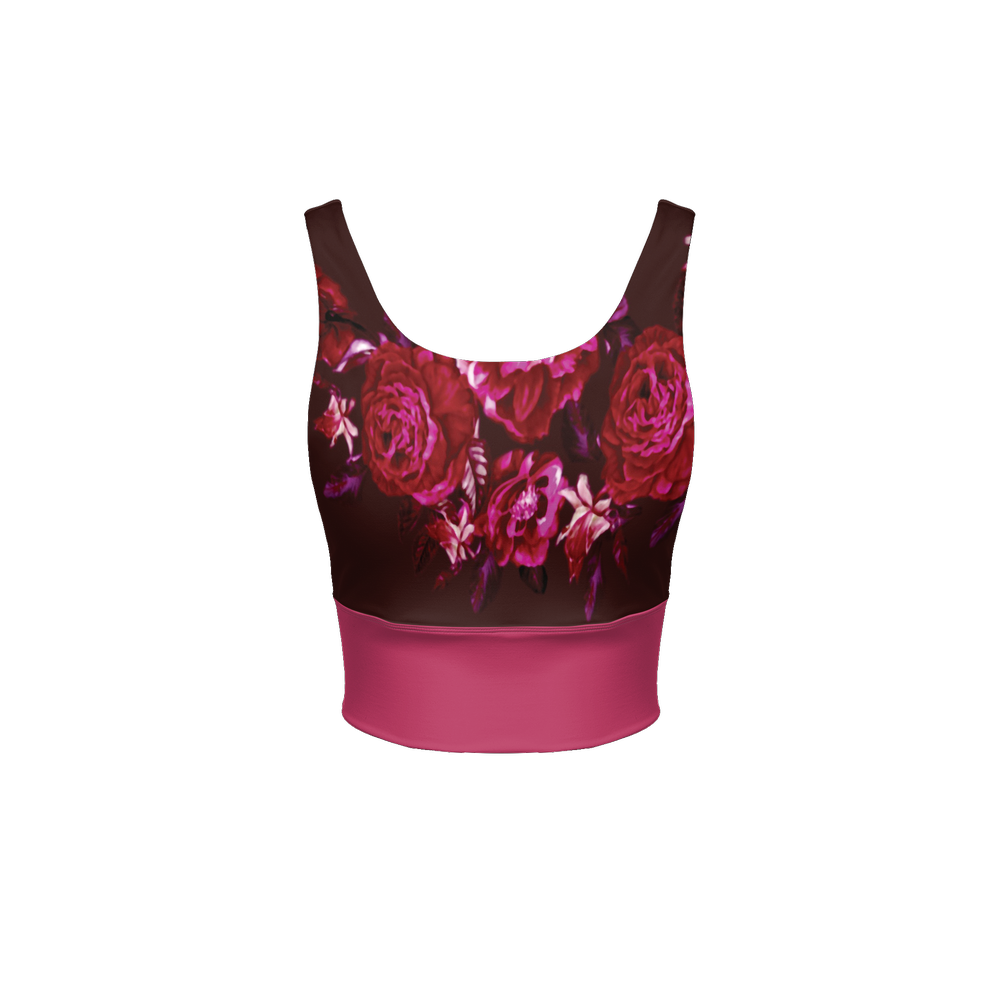 Red Roses — Women's Longline V-Shape-Back Sports Bra