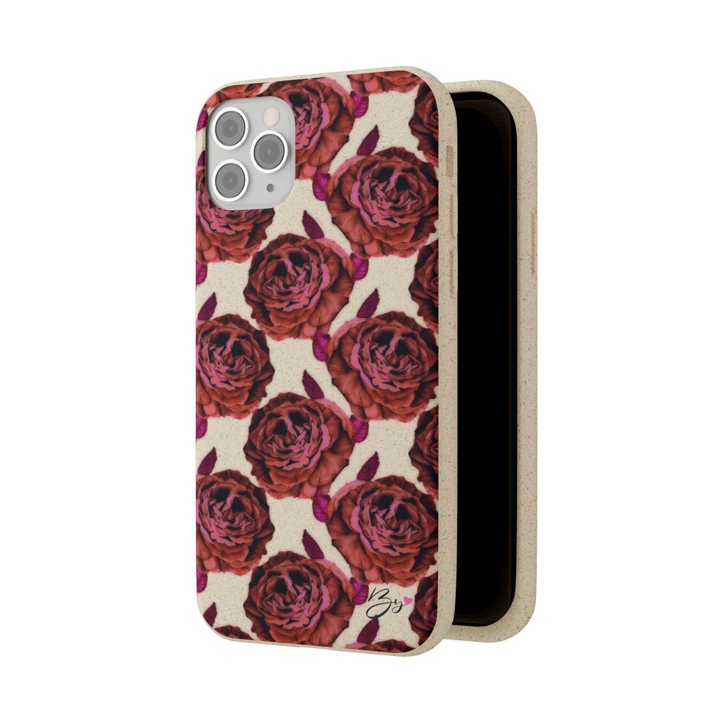 Biodegradable Phone Case — Vintage Rose Pattern Eco-Friendly iPhone Cover